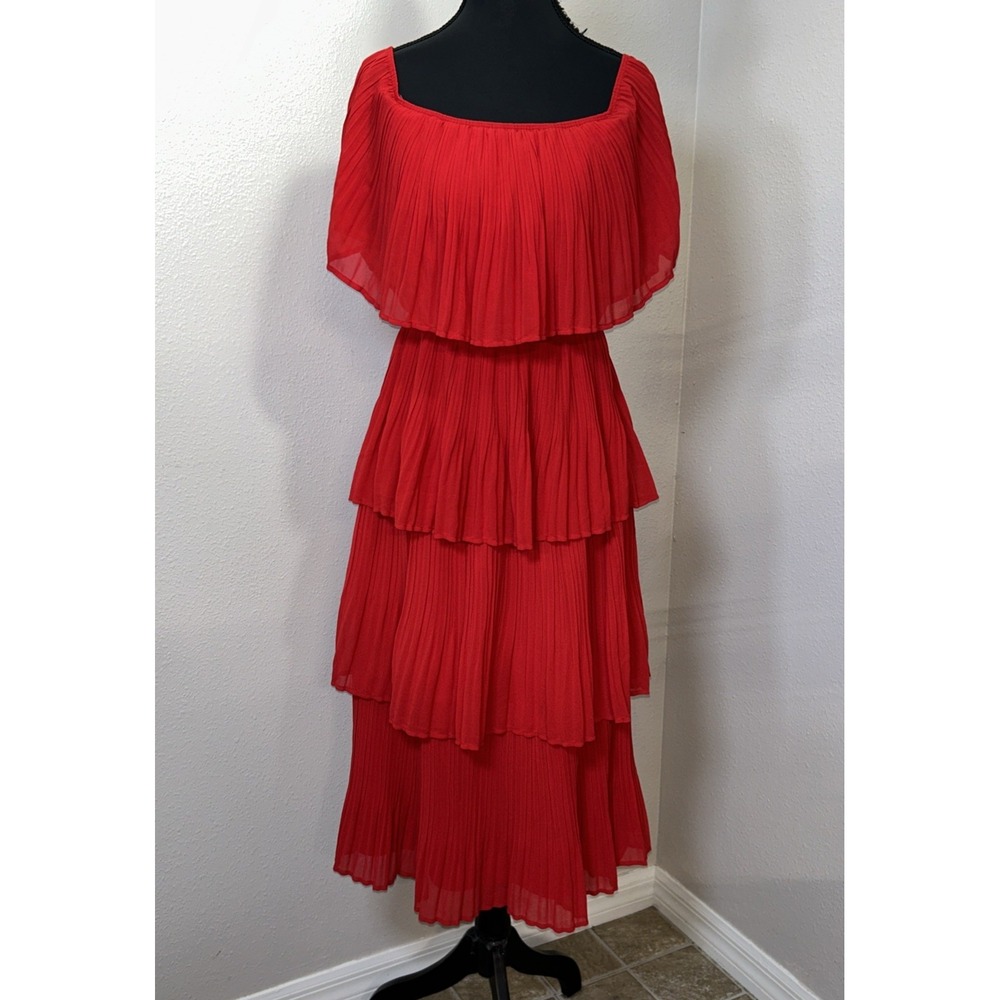 Just Me Lined Dress Women's Small Red Tiered Flapper Cocktail Party‎ Classic